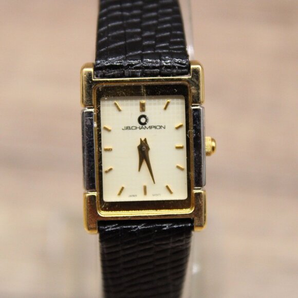 JB Champion Watch Women Gold Tone Stainless Steel Classic Rectangular Beige Dial - Picture 2 of 7